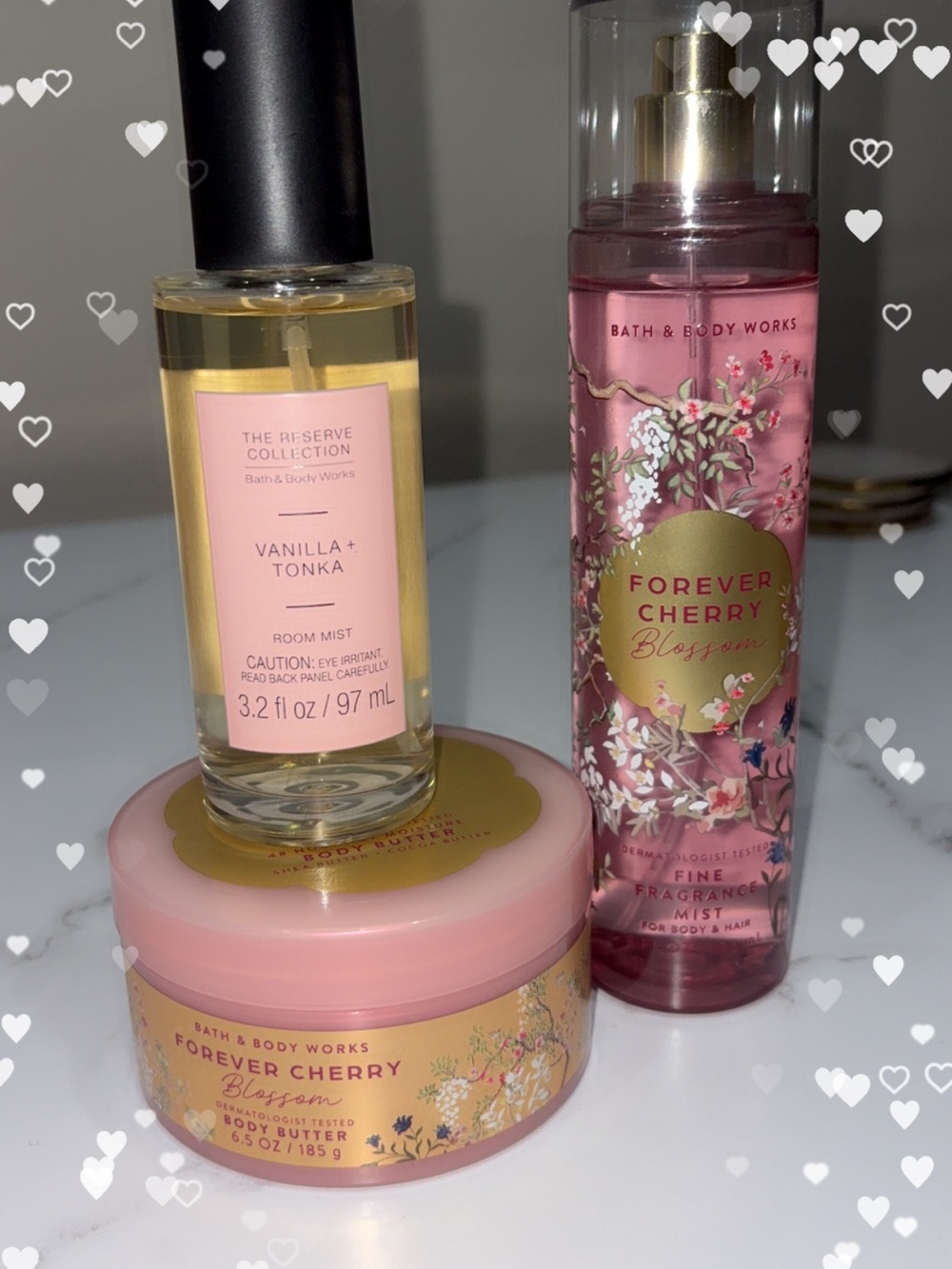 Bath & Body Works Forever Cherry Body Butter/Spray and Vanilla Tonka room spray